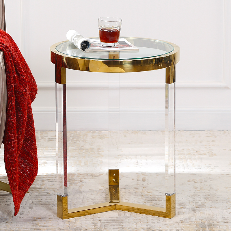 Luxury Side Table Brush Brass -konsoli Taulukko Pohjoismainennykyaikainen kulmapöytä