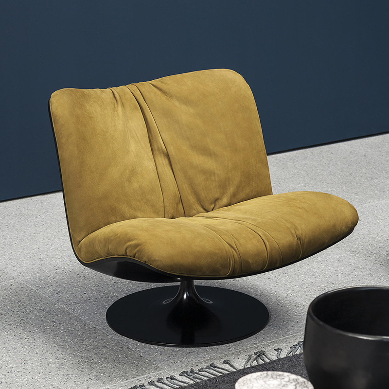 Italialainen Minimalist Luxury Designer Fiberglass Moderni aitonahkainen lounge kääntyvä accent tuoli olohuoneesta