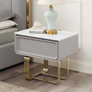 Ranskan kultainen ruostumattomasta teräksestä valmistettu jalka yöpöytä ylellinen luonnollinen marmorilaskupöytäkaappi