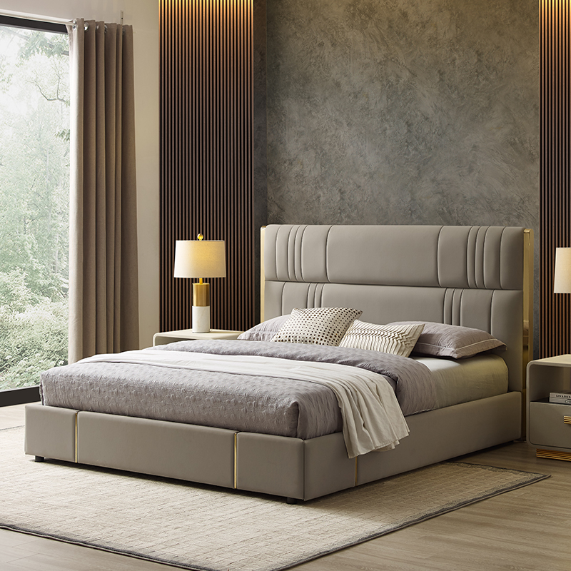 Italialainen hotelli moderninahkainen sänky 1,8 m kaksinkertainen ylellinen sänky King -size makuuhuonekalut